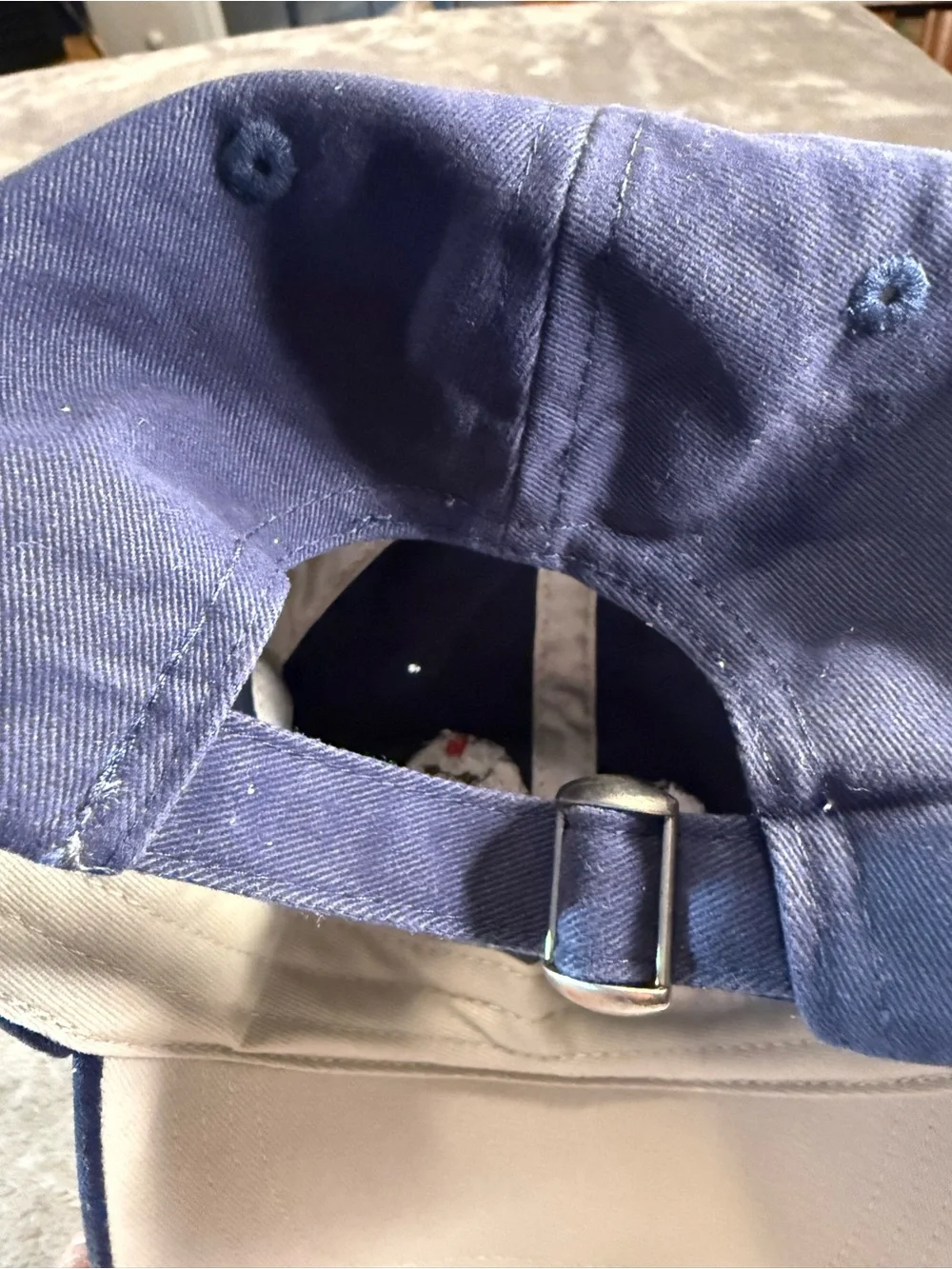 Anvil Custom Embroidered Maltese Dog Navy White Blue Baseball Cap Low Profile